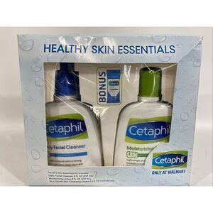 Cetaphil Healthy Skin set Essentials Facial Cleanser & Lotion 8 oz & 10 Bonus Cl